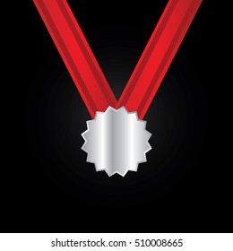silver medal with ribbon
