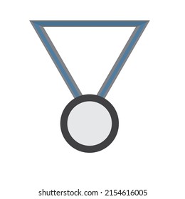 A silver medal with ribbon - Achievement illustration - Concept of winning - vector , icon 
