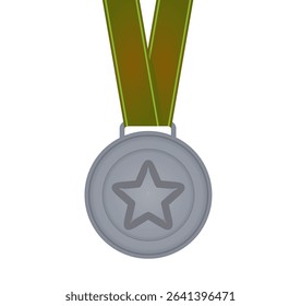 Silver medal with ribbon. vector illustration	