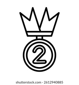 Silver Medal Ribbon Vector Line Icon Design
