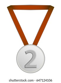 Silver medal with ribbons