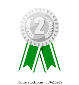 Silver medal for second place prize vector illustration.