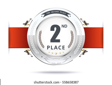 Silver medal for second place. vector illustration