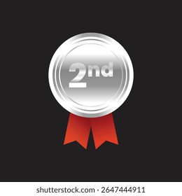 A silver medal, signifying second place, dominates the composition against a stark black background.