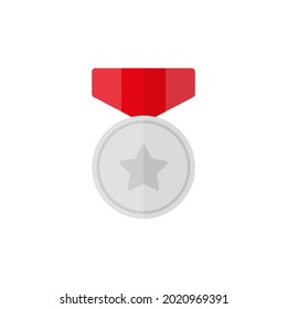 Silver medal with star and ribbon