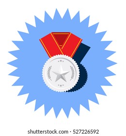 Silver medal with star vector flat icon