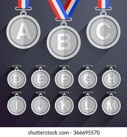 Silver Medal Typeset : Vector Illustration