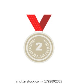 Silbermedaille. Vektorgrafik auf weißem Hintergrund.
