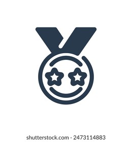 Ilustración del icono del Vector de la medalla de plata