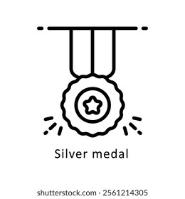 Silver medal Vector Outline Icon. Eps 10 File