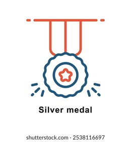 Silver medal vector Outline Two Color Design icon. Awards Symbol on White background EPS 10 File