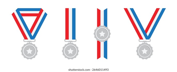 Silver medal winner icon, vector illustration
