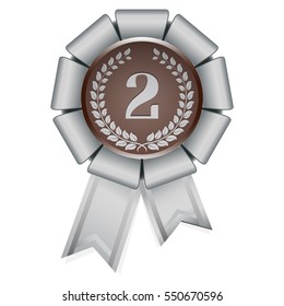 Silver medallion with ribbon, vector