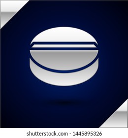 Silver Medicine pill or tablet icon isolated on dark blue background. Capsule pill and drug sign. Pharmacy design. Vector Illustration Silver Medicine pill or tablet icon isolated on dark blue background. Capsule pill and drug sign. Pharmacy design. Vector Illustration