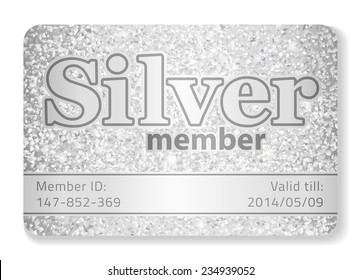 Silver member VIP card composed from glitters