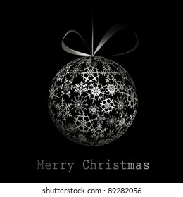 Silver Merry Christmas postcard. Vector eps10 illustration