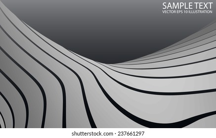 Silver metal abstract curved vector design illustration - Metallic vector abstract background  illustration