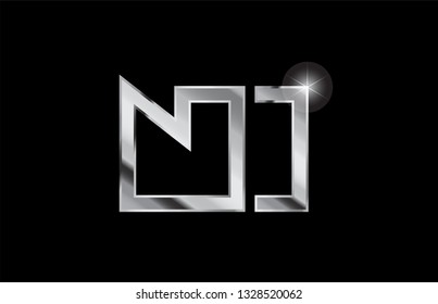 silver metal alphabet letter logo combination ni n i design suitable for a company or business
