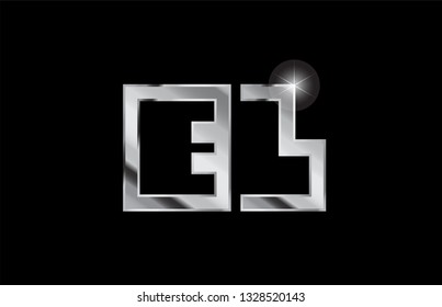 silver metal alphabet letter logo combination el e l design suitable for a company or business