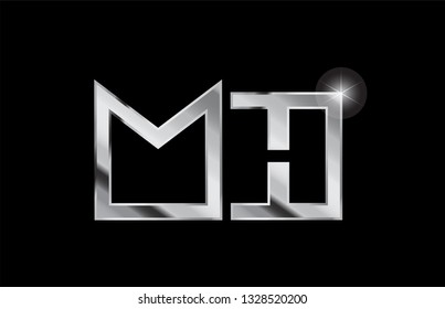 silver metal alphabet letter logo combination mh m h design suitable for a company or business