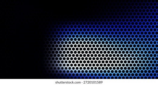 Fondo de metal plateado con hexágono azul