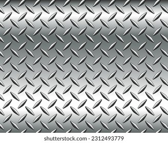 Silver metal background with diamond plate texture pattern, vector illustration.
