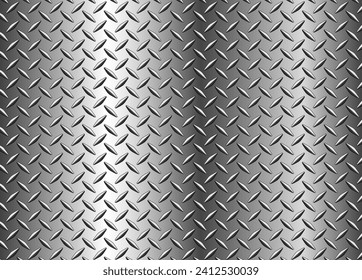 Silver metal background with diamond plate texture pattern, shiny chrome texture, vector illustration.