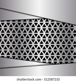 Silver metal background. Metal grid. Geometric pattern with triangles. Vector illustration