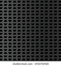 Silver metal background with hole and reflection. Realistic chrome grid. Industrial textured surface design. Steel plaque. Vector illustration