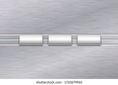 Fondo de metal plateado con rayas y detalles. Metal pulido de plata y acero cepillado. EPS10