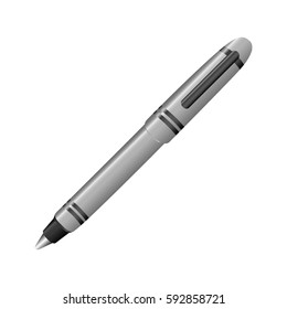 Silver Metal Ballpen Icon, Vector Illustraction Design Image