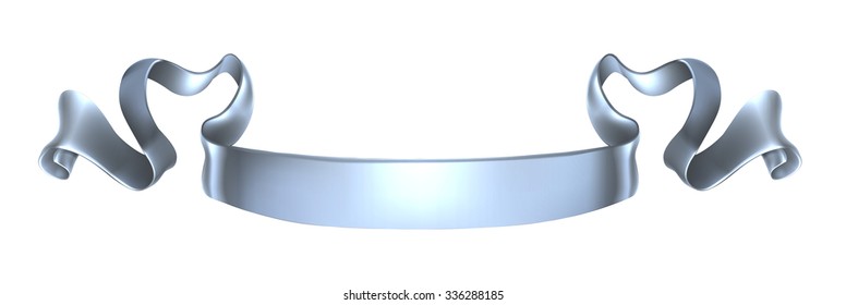 A silver metal banner scroll design