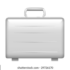 Silver metal briefcase. Vector