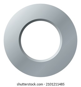 Silver Metal Disc From Top View. Plain Washer