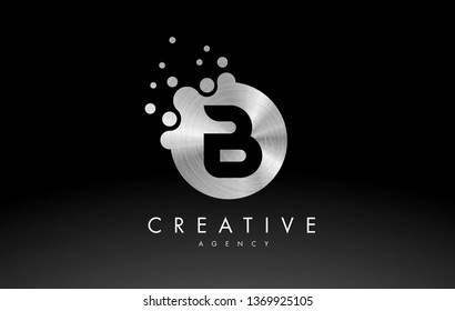 Silver Metal Dots Letter B Logo. B Letter Design Vector with Dots.