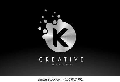 Silver Metal Dots Letter K Logo. K  Letter Design Vector with Dots.