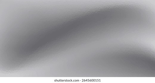 Silver metal effect foil. Silver texture. Gradient background. Metal surface print. Glitter backdrop. Silver plate. Shine design invitation, wedding greeting, cards, prints. Vector illustration