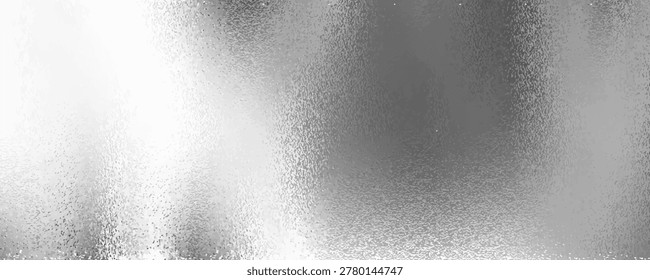 Silver metal effect foil. Silver texture. Gradient background. Metal surface print. Glitter backdrop. Silver reflecting gloss plate. Shine metalic bg for design cards, prints. Vector illustration