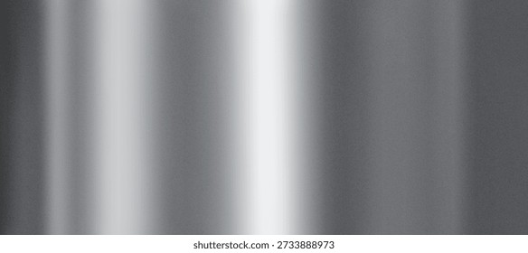 Silver metal foil gradient with chrome gloss and textured steel surface. 3D shiny background with mirror reflection and smooth grunge effect. Realistic vector in futuristic Y2K design trend