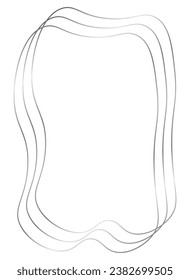 Silver metal frame isolated on white. Vector frame for photo and text. Unusual curved wavy frame
