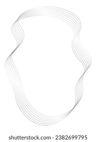 Marco de metal plateado aislado en blanco. Marco vectorial para foto y texto. Marco ondulado curvo inusual