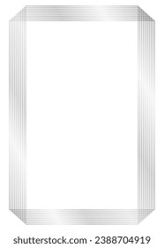 Silver metal frame isolated on white. Vector frame for text, certificate, pictures, diploma	