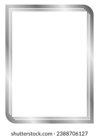 Silver metal frame isolated on white. Vector frame for text, photo, certificate, pictures, diploma	