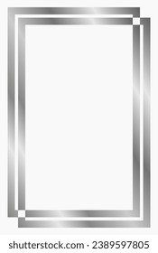 Silver metal frame isolated on white. Vector frame for text, photo, certificate, pictures, diploma