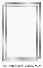 Silver metal frame isolated on white. Vector frame for text, photo, certificate, pictures, diploma