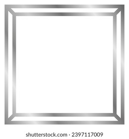 Marco de metal plateado aislado en blanco. Marco vectorial para texto, foto, certificado, imágenes, diploma, tarjeta, invitación. Marco de lujo cuadrado