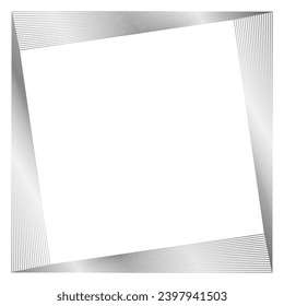 Silver metal frame isolated on white. Vector frame for text, photo, certificate, pictures, diploma, card, invitation. Square luxury frame