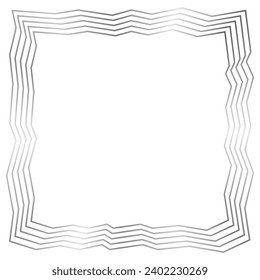 Silver metal frame isolated on white. Vector curved frame for photo, picture and text. Square frame