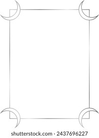 Marco de metal plateado aislado en blanco. Marco vectorial para texto, certificado, imágenes, diploma, foto. Marco con lunas. Elemento de diseño	