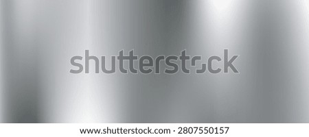Silver metal gradient background. Grey metallic foil texture. Shiny brushed glare titan, chrome, aluminum sheet backdrop for plaque, plate, sign. Vector stainless steel material surface wallpaper